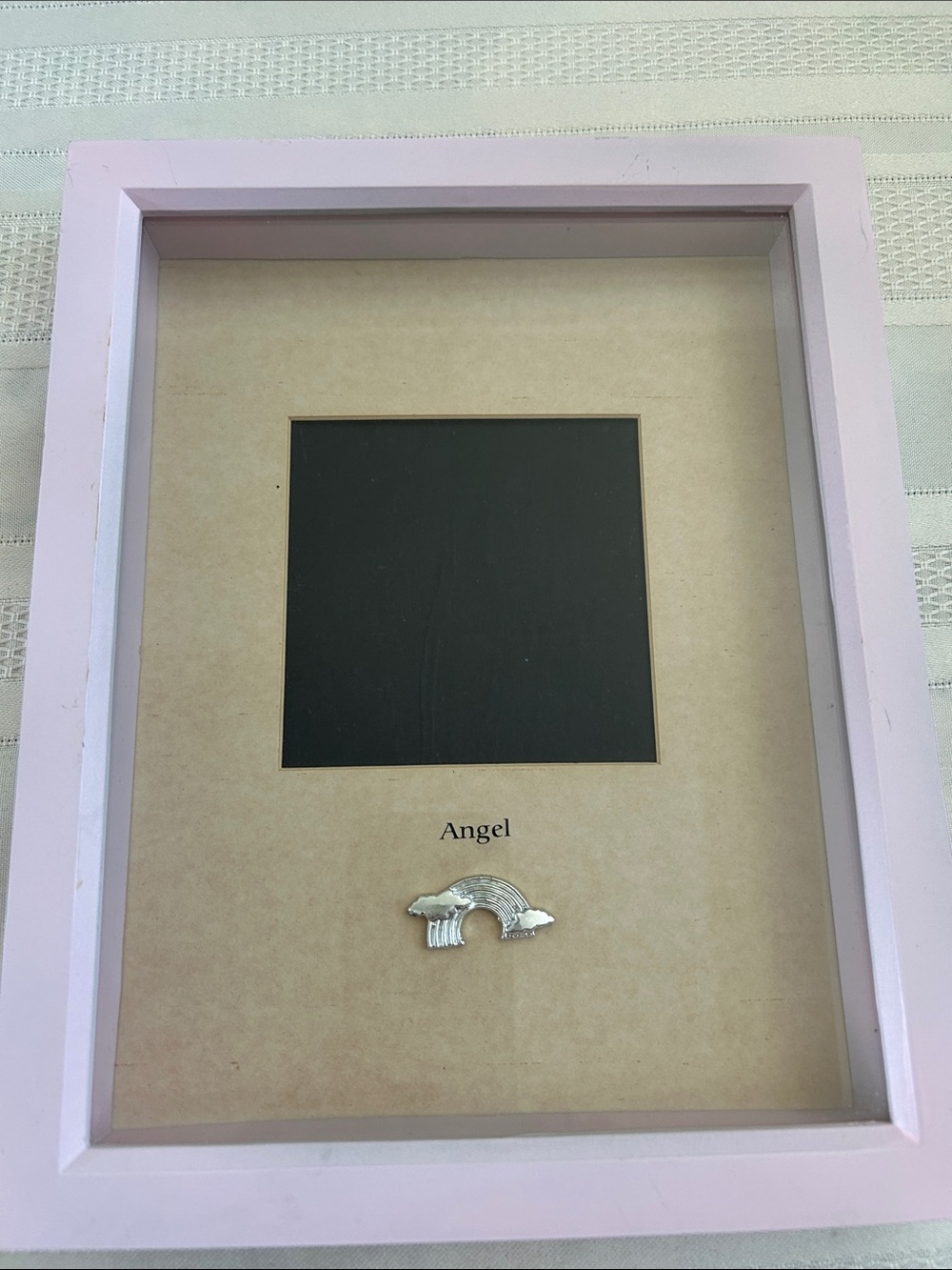 Like New unique Pink Angel Shadow Box Frame with Silver Angel Accent